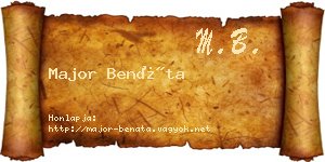 Major Benáta névjegykártya